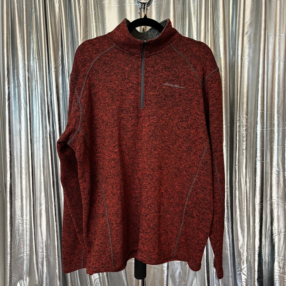 Eddie Bauer Rust Marled Quarter Zip Sweater Fleece